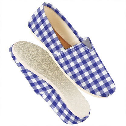 Indigo Blue And White Gingham Print Casual Shoes