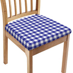 Indigo Blue And White Gingham Print Chair Cushion Cover