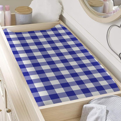 Indigo Blue And White Gingham Print Changing Pad Cover