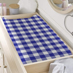 Indigo Blue And White Gingham Print Changing Pad Cover