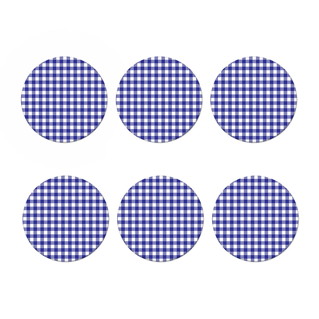 Indigo Blue And White Gingham Print Coaster Set