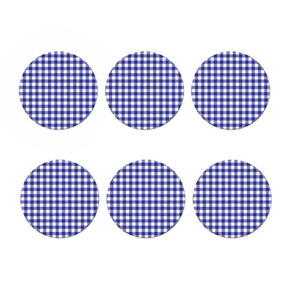 Indigo Blue And White Gingham Print Coaster Set