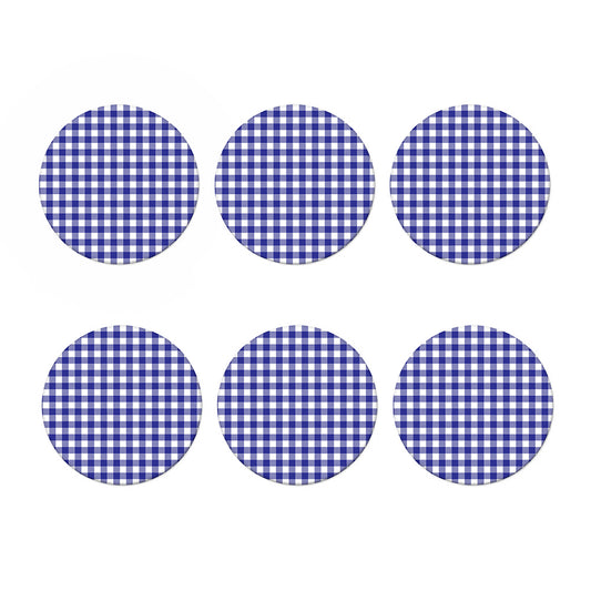 Indigo Blue And White Gingham Print Coaster Set