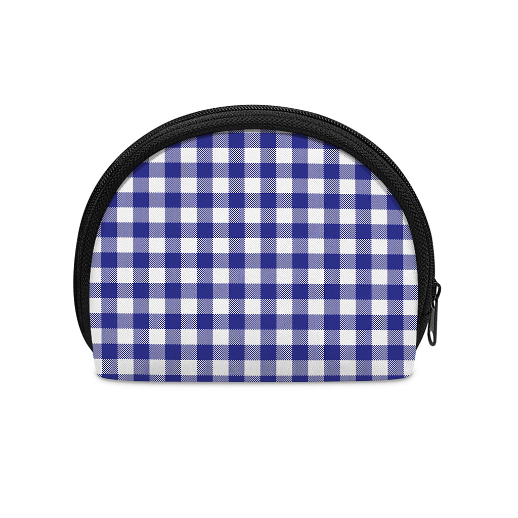 Indigo Blue And White Gingham Print Coin Purse