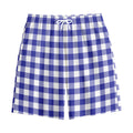 Indigo Blue And White Gingham Print Cotton Shorts