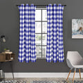 Indigo Blue And White Gingham Print Grommet Curtain Panels