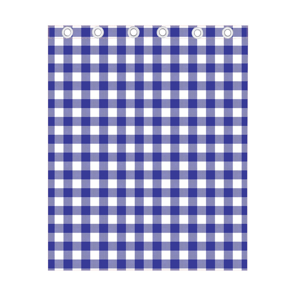 Indigo Blue And White Gingham Print Curtain