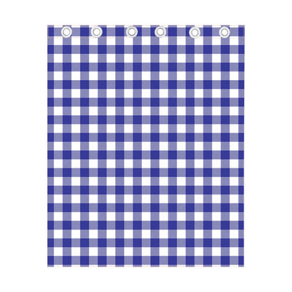 Indigo Blue And White Gingham Print Curtain