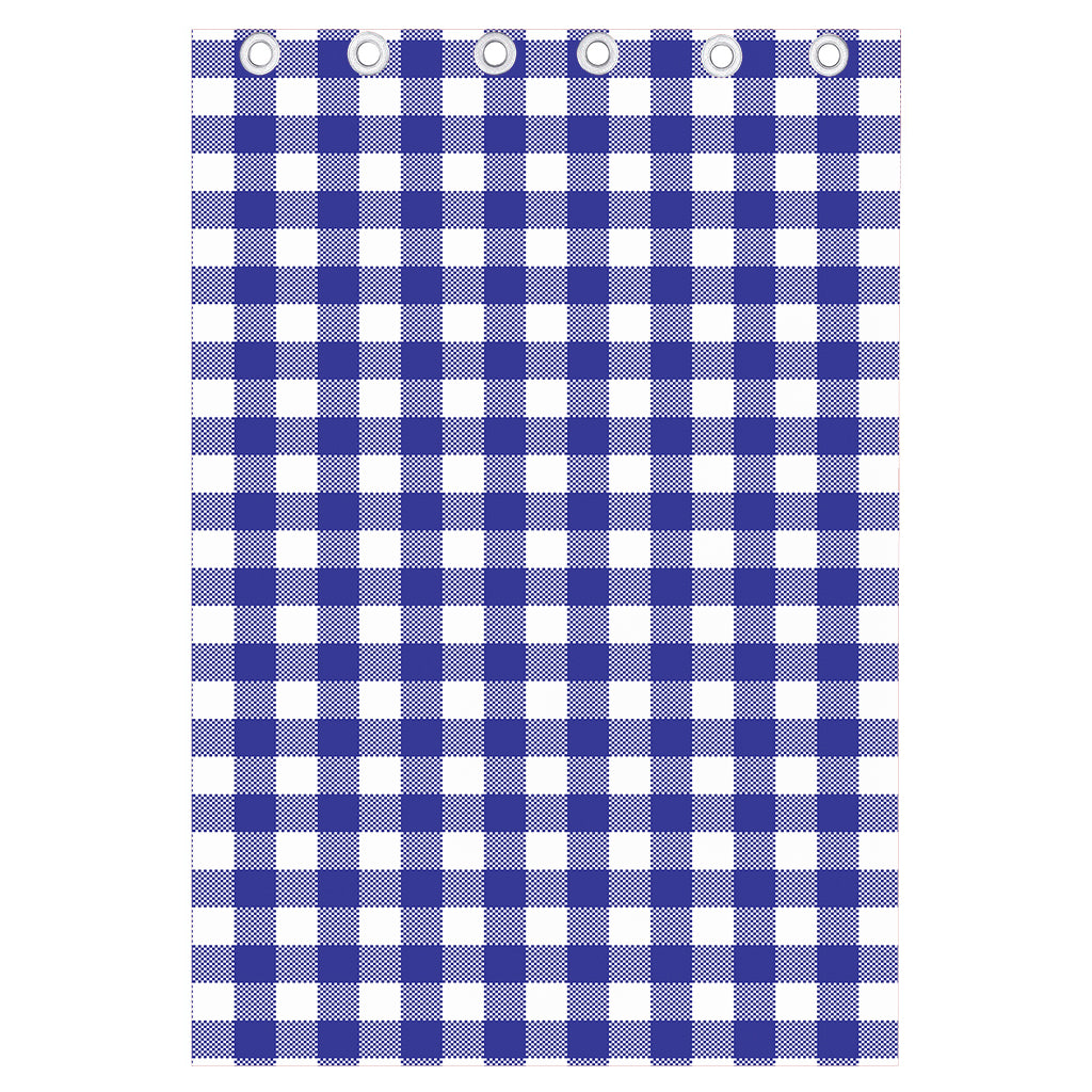 Indigo Blue And White Gingham Print Curtain