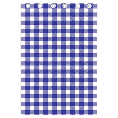 Indigo Blue And White Gingham Print Curtain