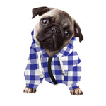 Indigo Blue And White Gingham Print Dog Zip Up Hoodie