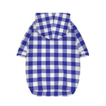 Indigo Blue And White Gingham Print Dog Zip Up Hoodie