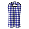 Indigo Blue And White Gingham Print Double Neoprene Wine Tote