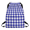 Indigo Blue And White Gingham Print Drawstring Backpack
