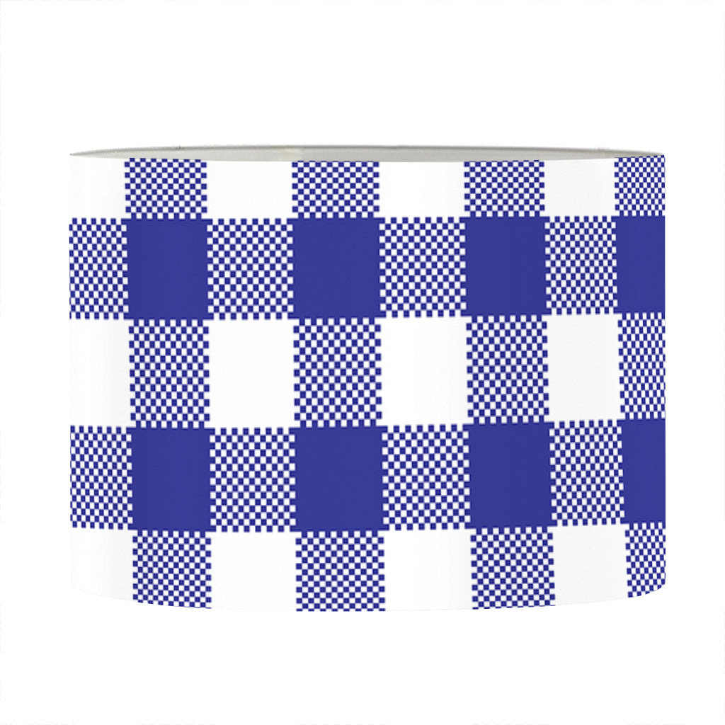 Indigo Blue And White Gingham Print Drum Lamp Shade