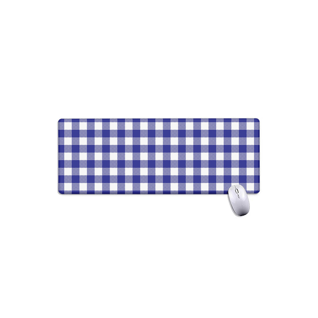 Indigo Blue And White Gingham Print Extended Mouse Pad