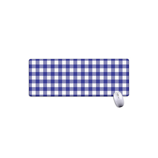 Indigo Blue And White Gingham Print Extended Mouse Pad
