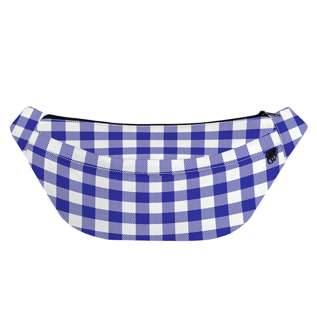 Indigo Blue And White Gingham Print Fanny Pack