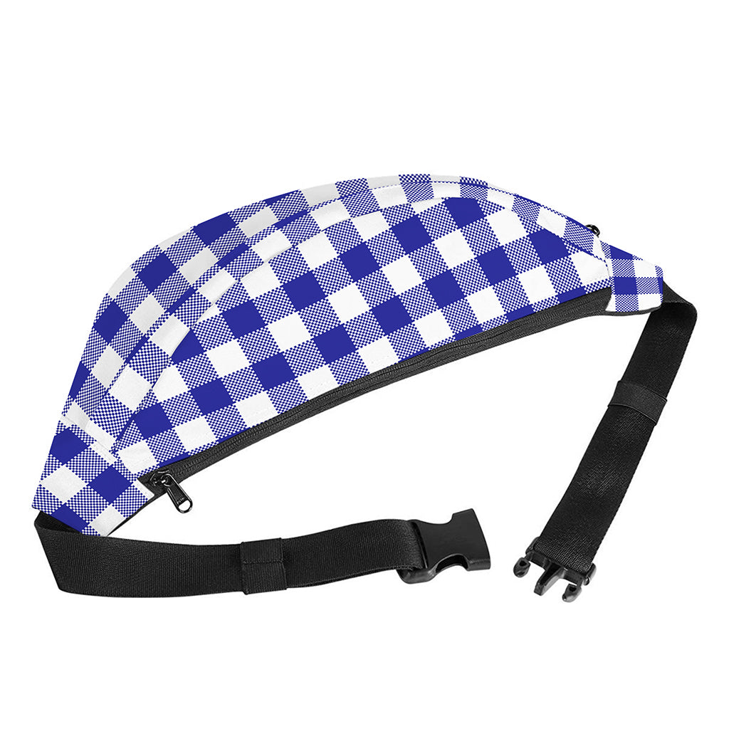 Indigo Blue And White Gingham Print Fanny Pack
