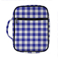 Indigo Blue And White Gingham Print Front Pocket Bible Bag