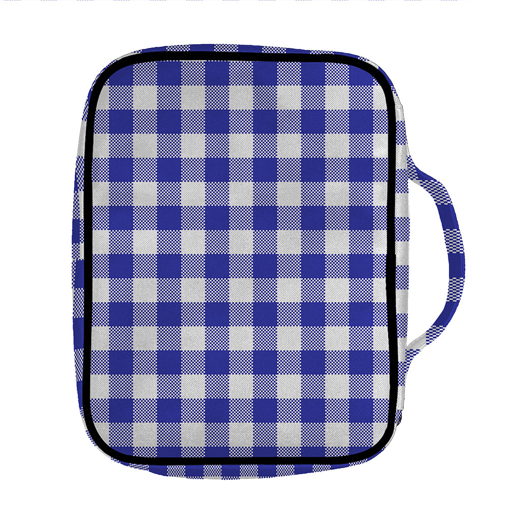 Indigo Blue And White Gingham Print Front Pocket Bible Bag