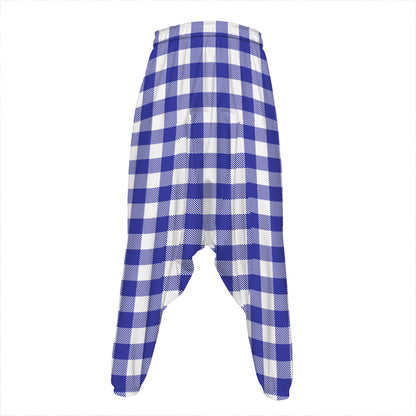 Indigo Blue And White Gingham Print Hammer Pants