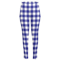 Indigo Blue And White Gingham Print High-Waisted Pocket Leggings