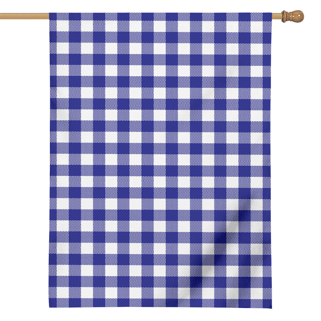 Indigo Blue And White Gingham Print House Flag