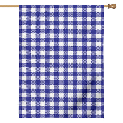 Indigo Blue And White Gingham Print House Flag