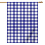 Indigo Blue And White Gingham Print House Flag