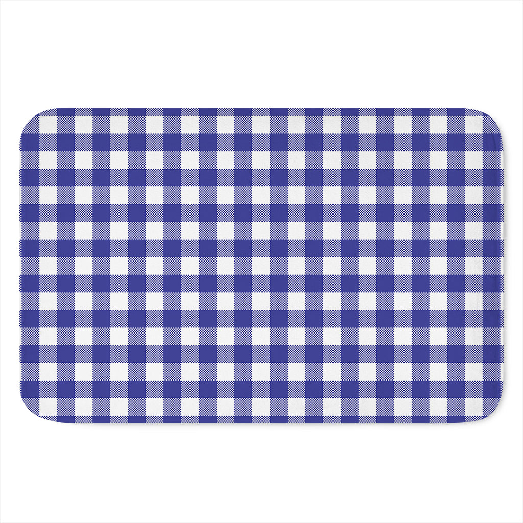 Indigo Blue And White Gingham Print Indoor Door Mat