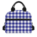 Indigo Blue And White Gingham Print Insulated Lunch Bag