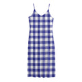 Indigo Blue And White Gingham Print Jersey Midi Cami Dress