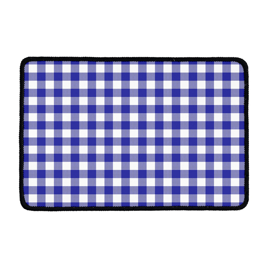 Indigo Blue And White Gingham Print Kitchen Mat
