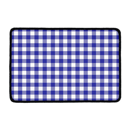 Indigo Blue And White Gingham Print Kitchen Mat
