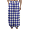 Indigo Blue And White Gingham Print Lantern Pants