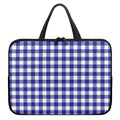 Indigo Blue And White Gingham Print Laptop Sleeve With Handle