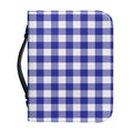 Indigo Blue And White Gingham Print Leather Bible Cover