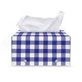 Indigo Blue And White Gingham Print Leather Tissue Box Cover