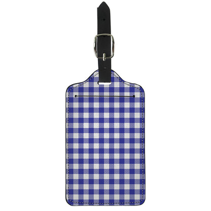 Indigo Blue And White Gingham Print Luggage Tag