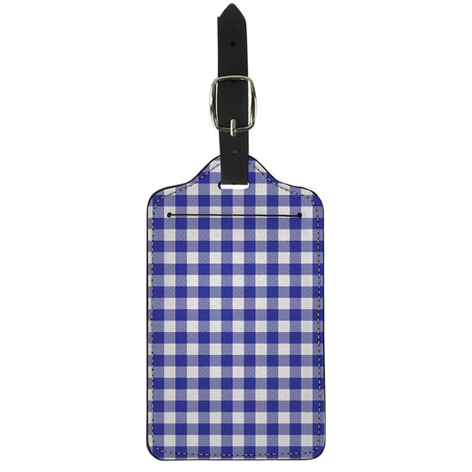 Indigo Blue And White Gingham Print Luggage Tag
