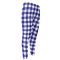 Indigo Blue And White Gingham Print Men's Compression Pants