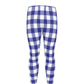 Indigo Blue And White Gingham Print Men's Leggings