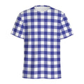 Indigo Blue And White Gingham Print Men's Athletic T-Shirt