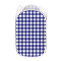 Indigo Blue And White Gingham Print Mesh Laundry Hamper