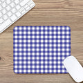 Indigo Blue And White Gingham Print Mouse Pad