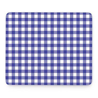 Indigo Blue And White Gingham Print Mouse Pad