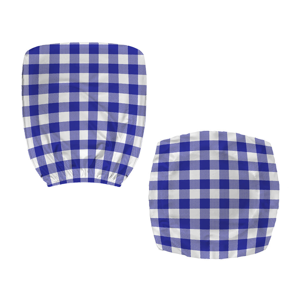 Indigo Blue And White Gingham Print Office Chair Cover