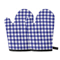 Indigo Blue And White Gingham Print Oven Mitts