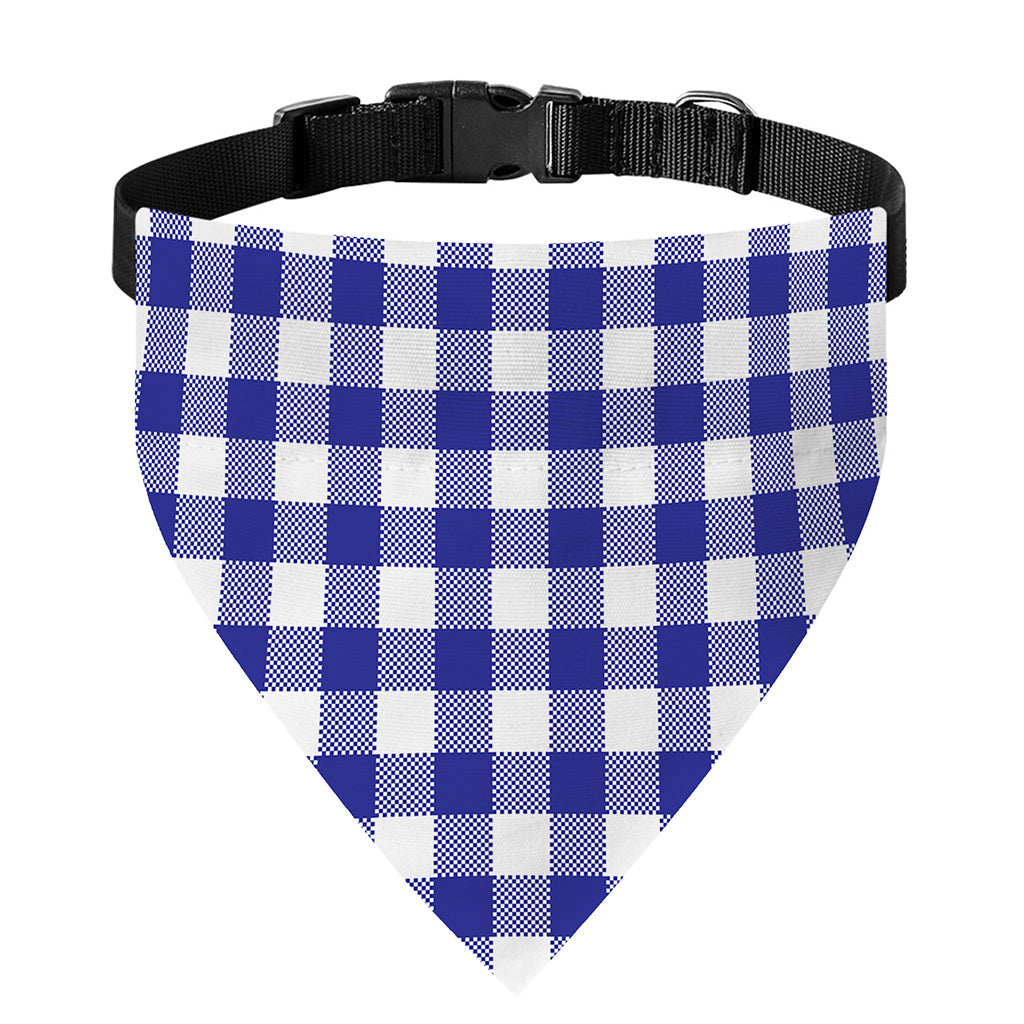 Indigo Blue And White Gingham Print Over The Collar Dog Bandana